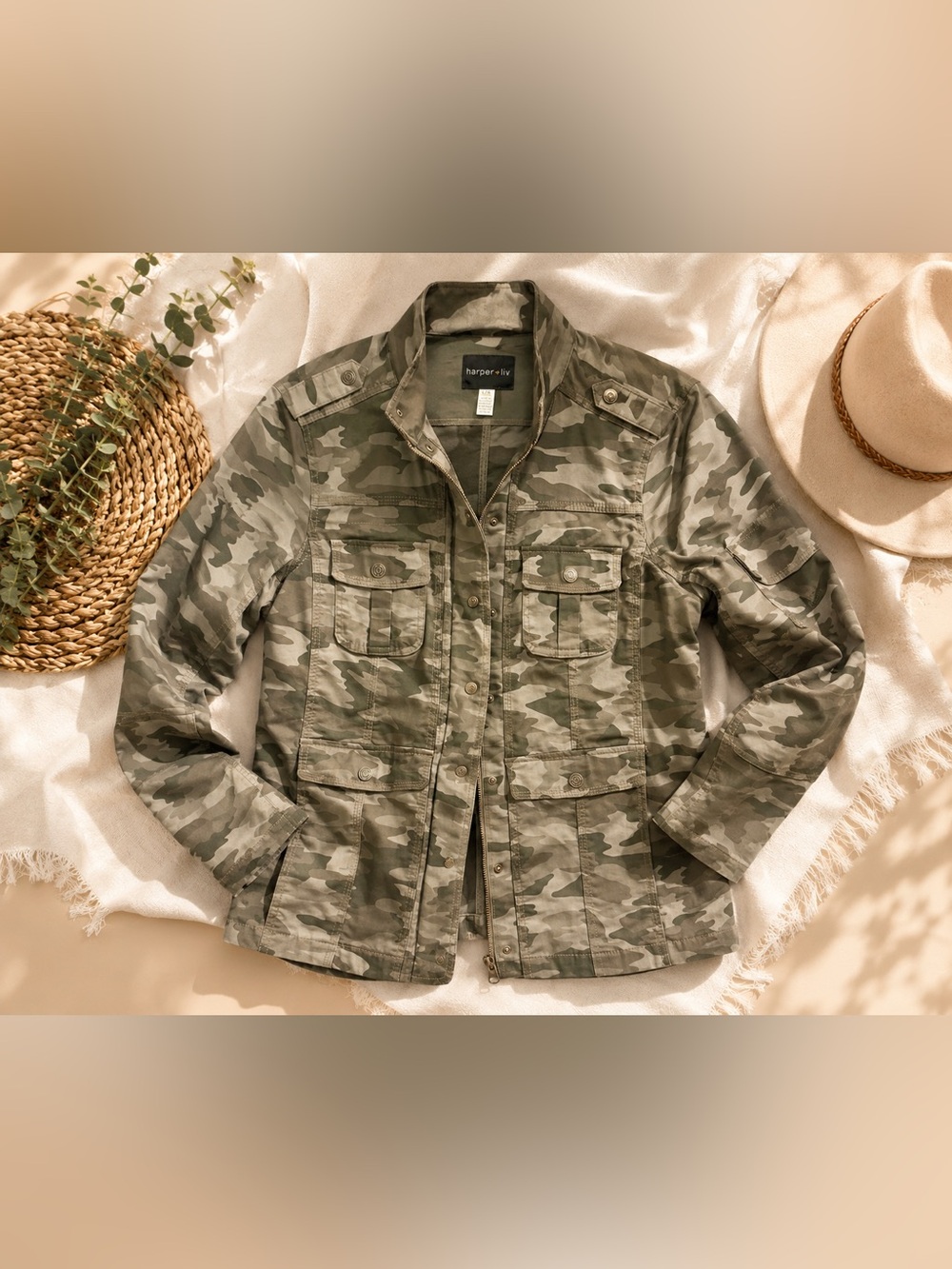 Harper + Liv Camo Utility Jacket | Size Large